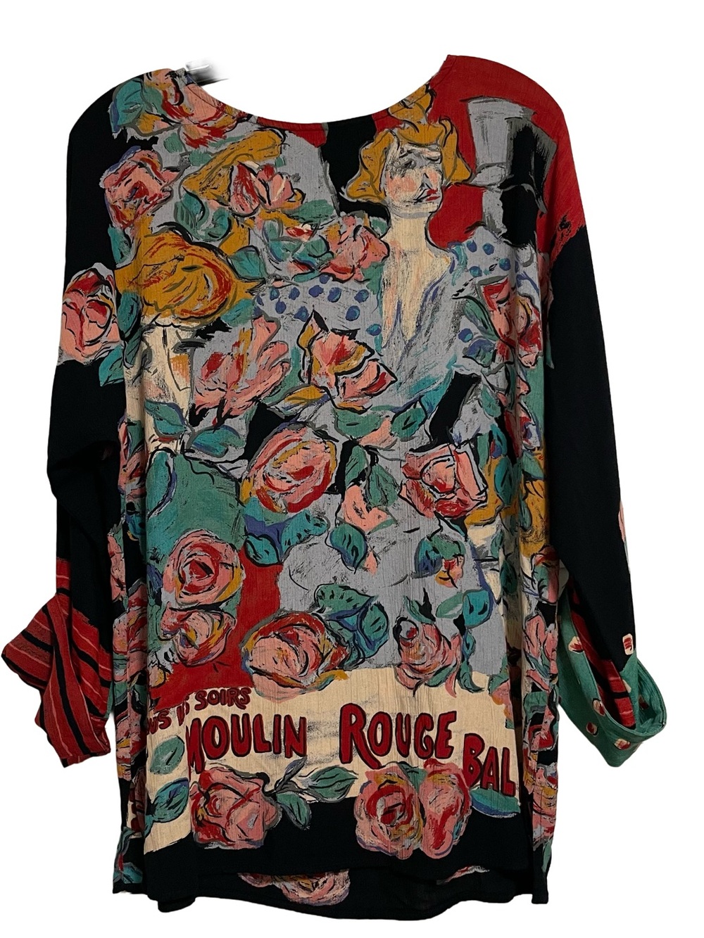Vintage Carole Little Multicolor Moulin Rouge Floral Blouse